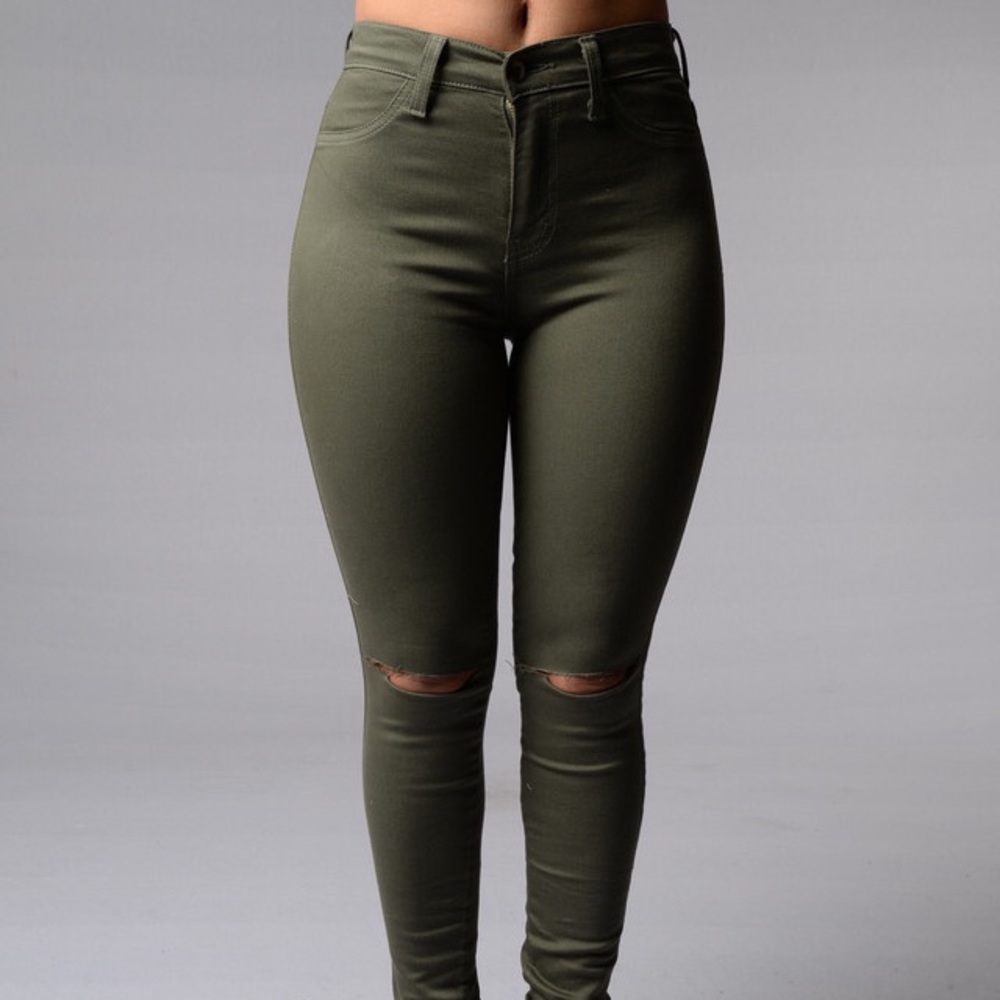 Olive green ripped high waist 3x plus size Jean